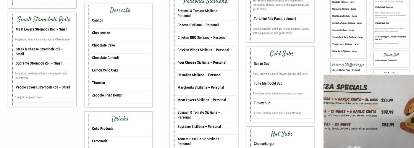 Sal's Pizza Lake Alfred Menu