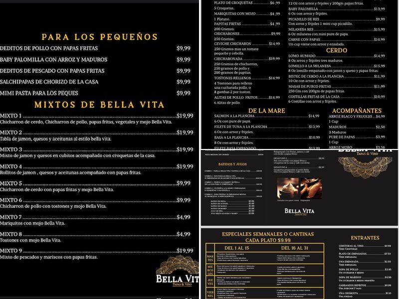 Bella Vita Tapas Y Vino Menu