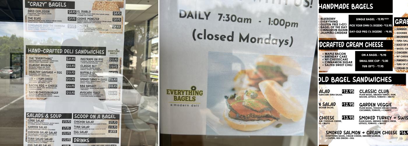 Everything Bagels Menu