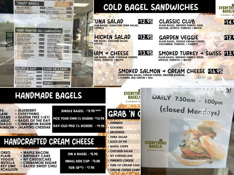 Everything Bagels Menu