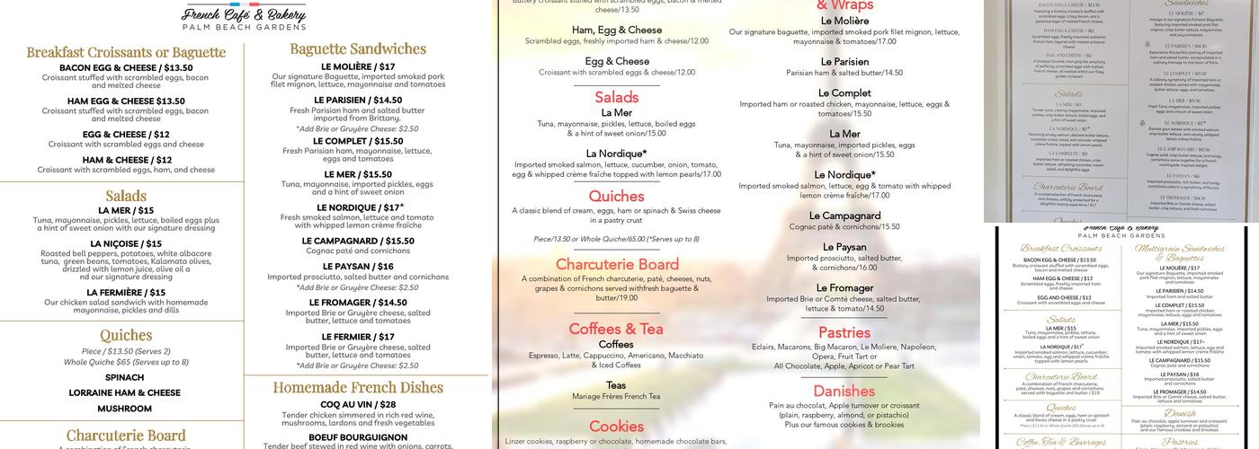 Le Molière French Café & Bakery Menu