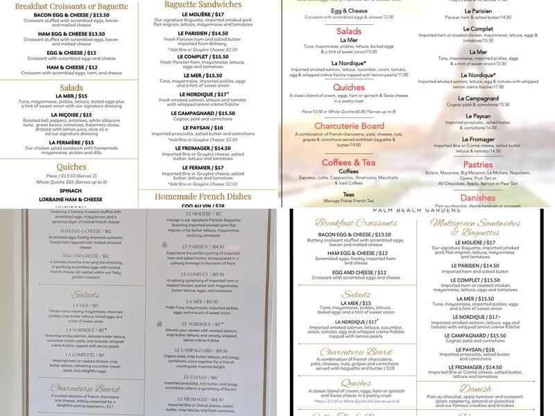 Le Molière French Café & Bakery Menu