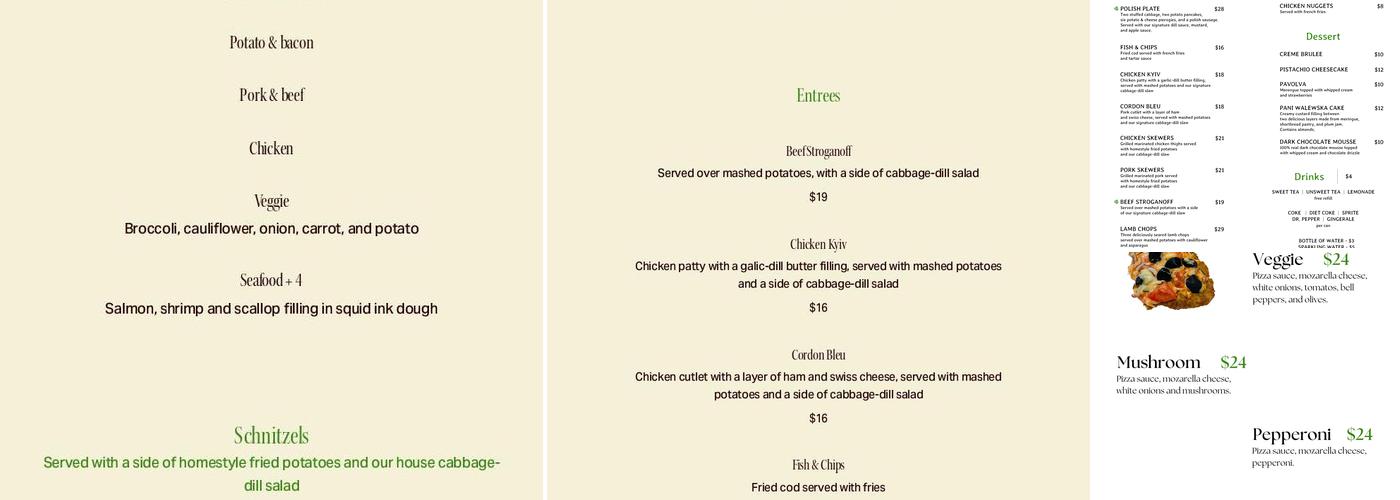 Dill | Schnitzel & Pierogi House Menu