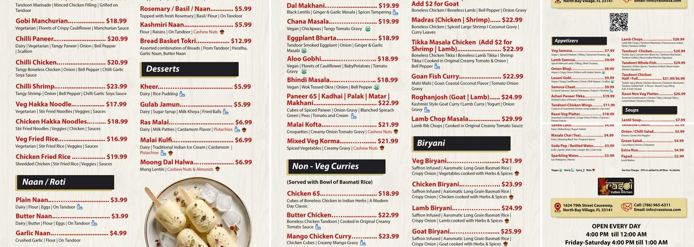 Rasoi Indian Kitchen Menu