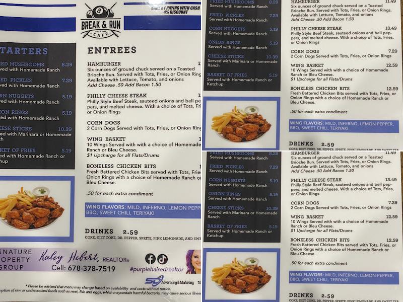 Break & Run Cafe Menu