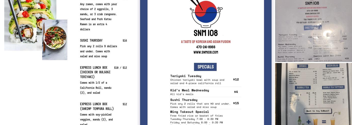 SNM 108 Menu