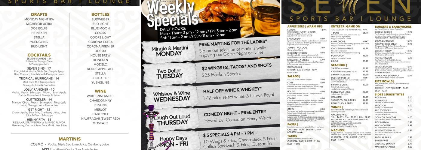 Seven Sports Bar and Cigar Lounge Menu