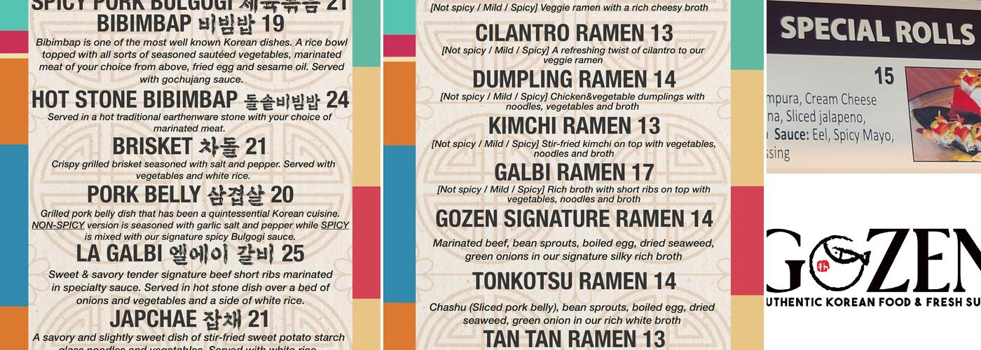 Gozen Menu