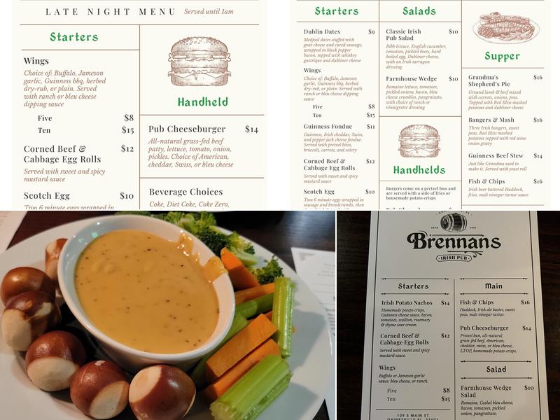 Brennans Irish Pub Menu