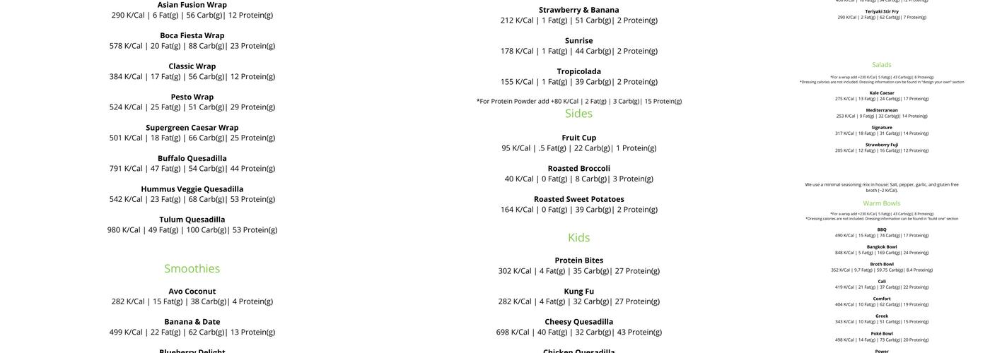 SoFresh - Trinity Menu
