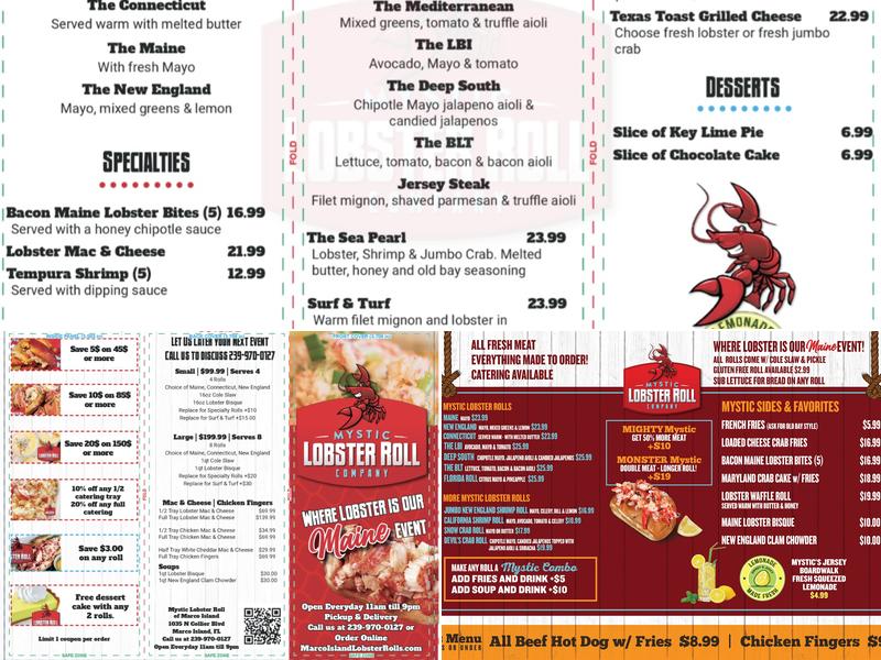 Mystic Lobster Roll (Marco Island FL) Menu