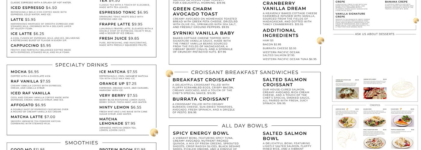 Vanilla Menu