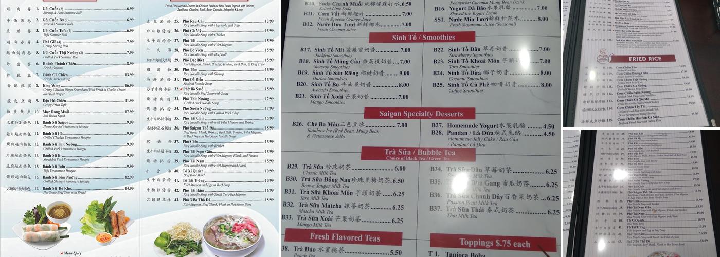 Pho Saigon Menu