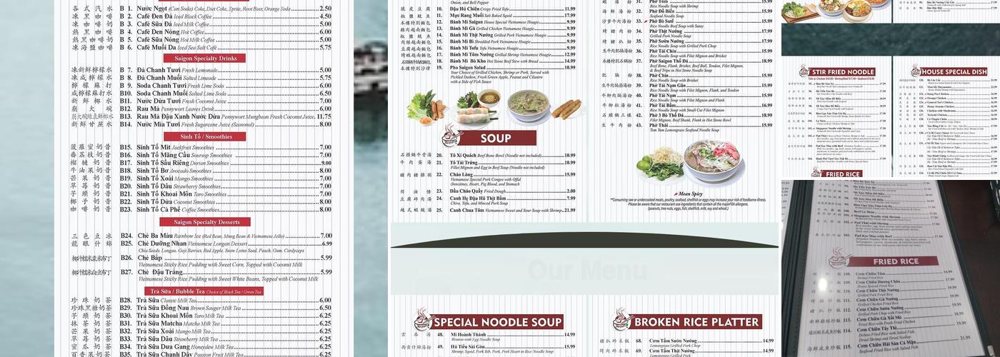 Pho Saigon Menu