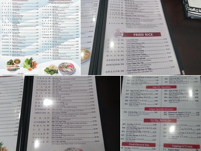 Pho Saigon Menu