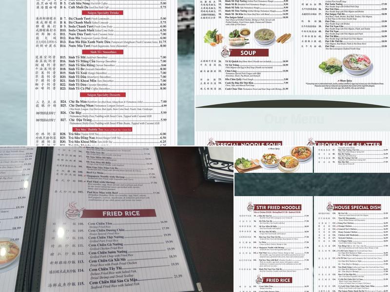 Pho Saigon Menu