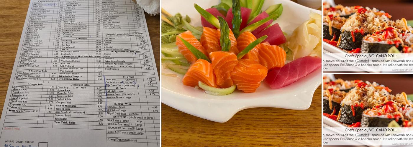 Okini Sushi Bar Menu