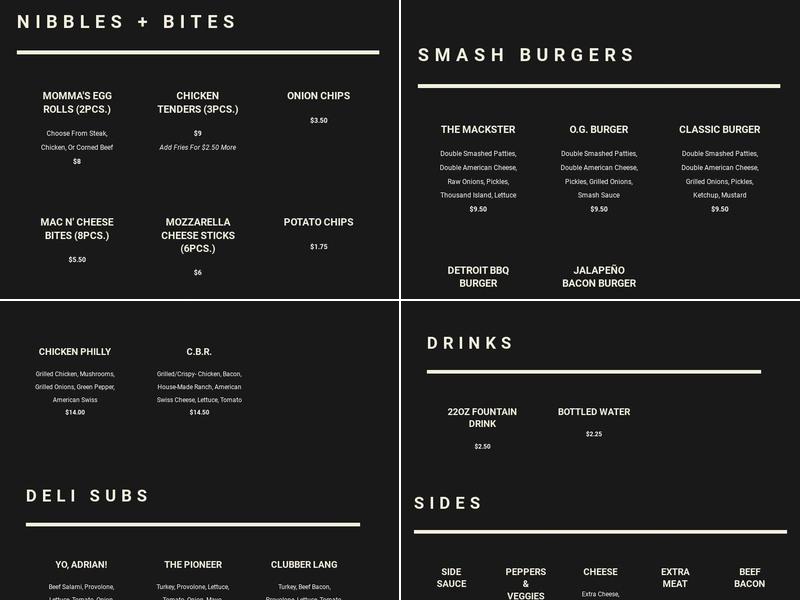 Bulldog's Cheesesteaks Menu