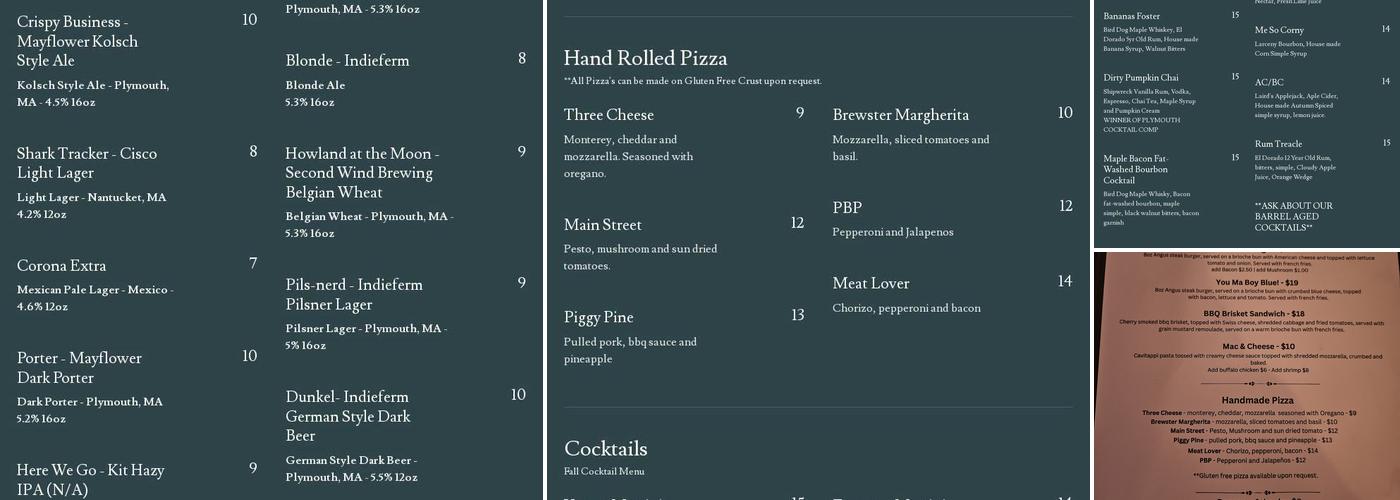 Brewster Bar Menu