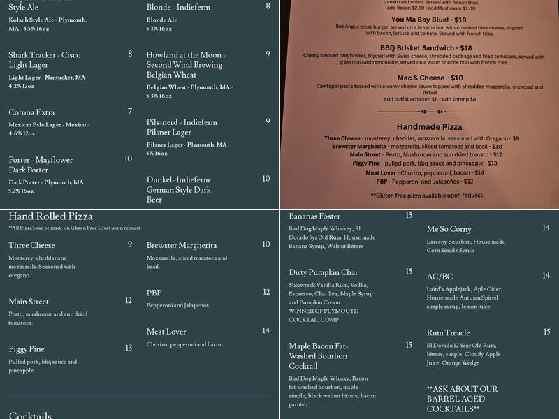 Brewster Bar Menu