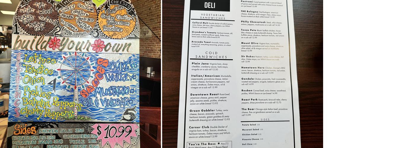 The Corner Deli Menu