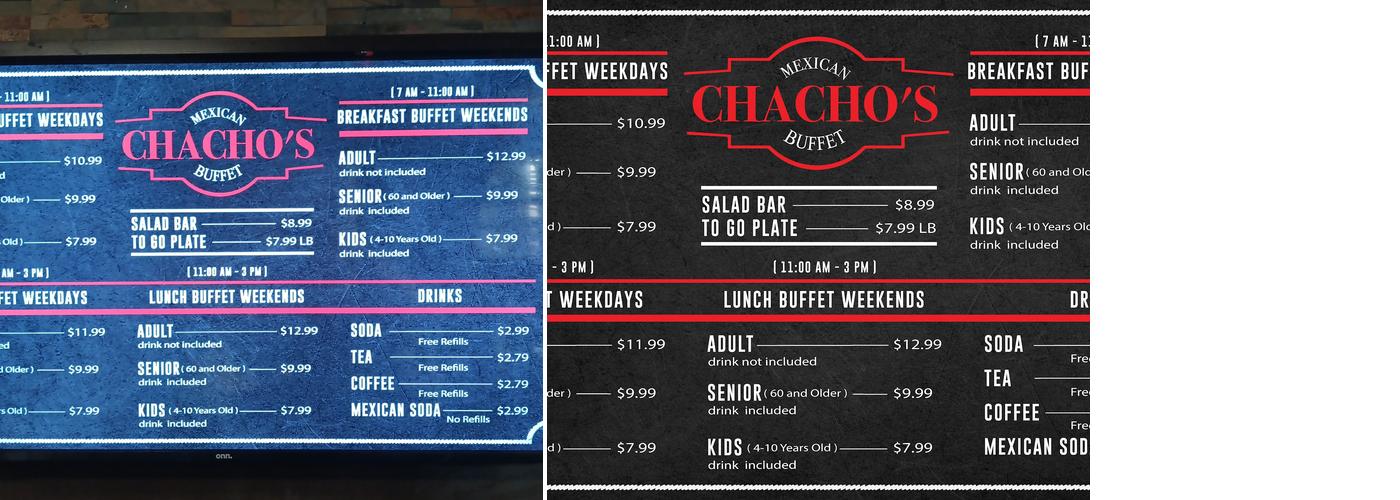 Chachos Mexican Buffet Menu
