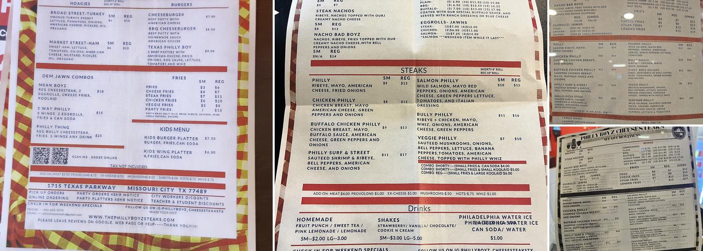 Philly Boyz Cheesesteaks Menu