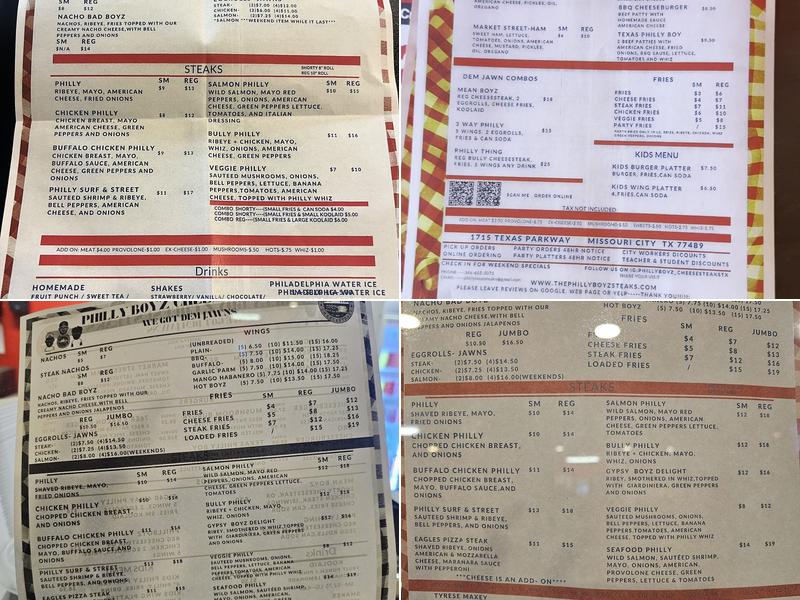 Philly Boyz Cheesesteaks Menu