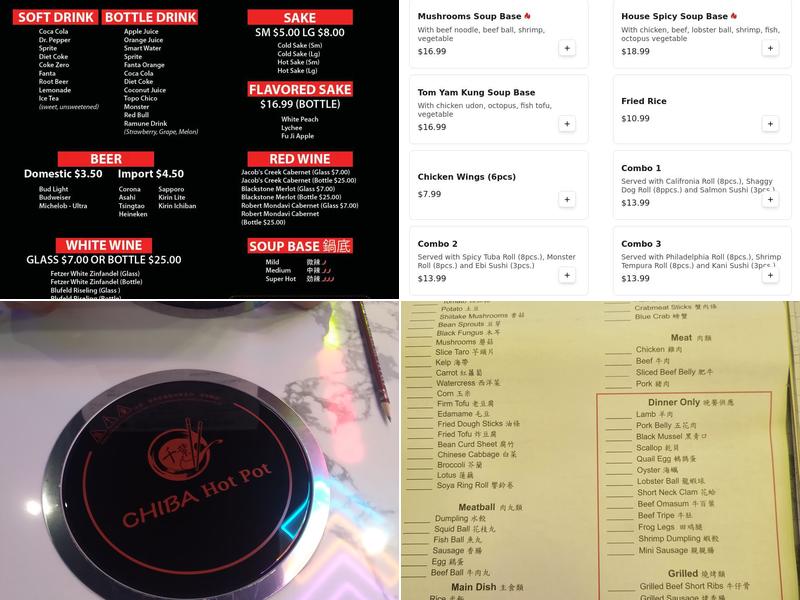 Chiba Hot Pot Menu