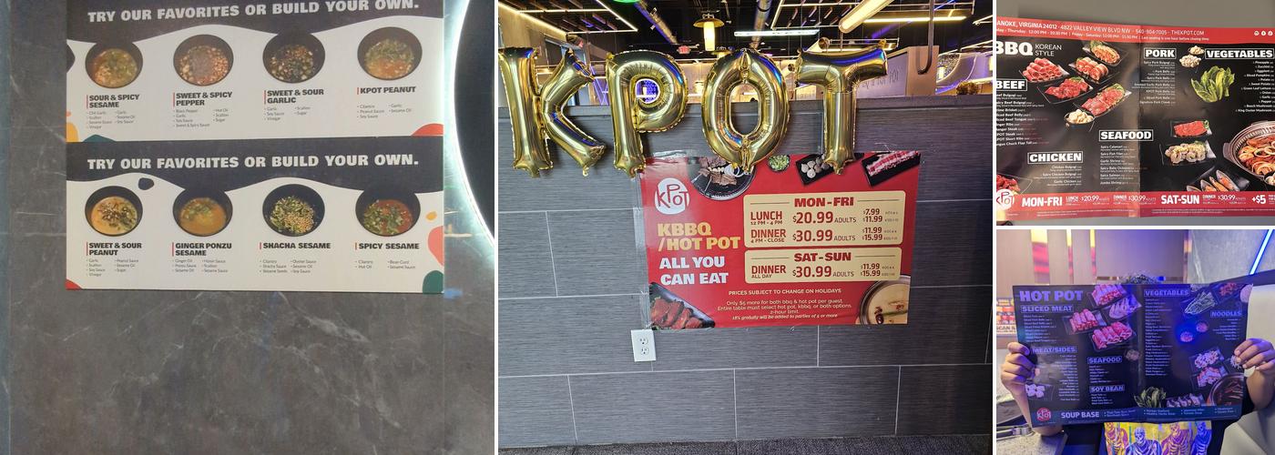 KPOT Korean BBQ & Hot Pot Menu
