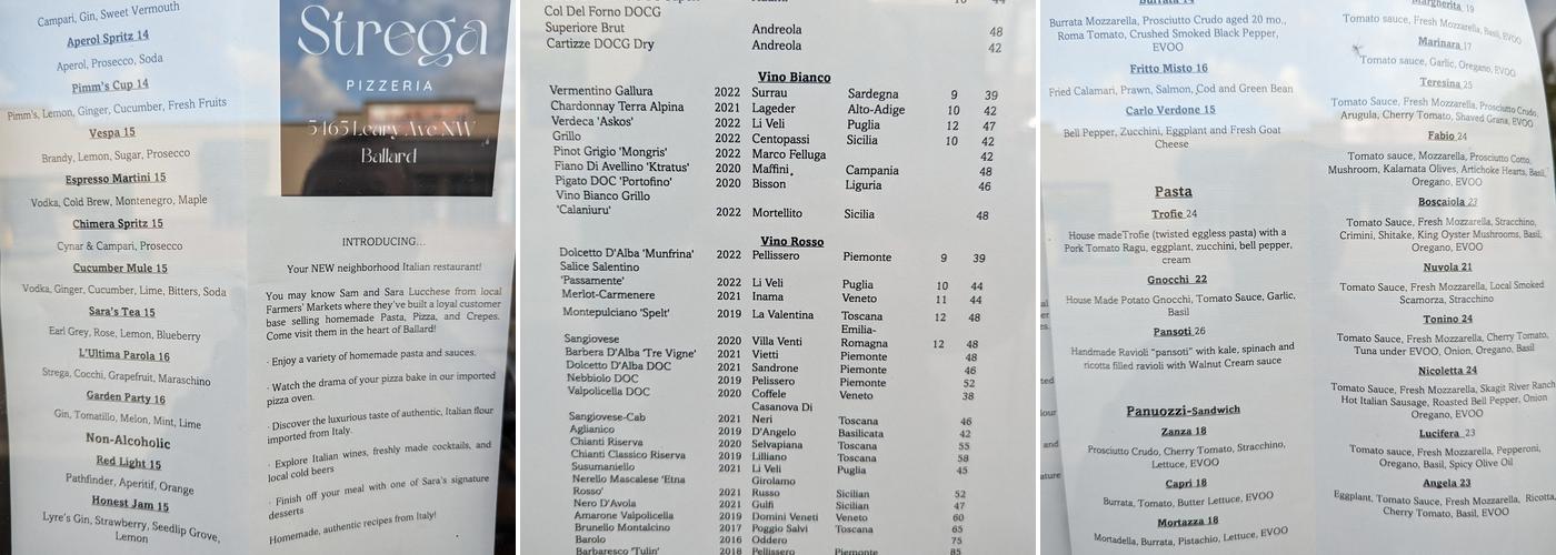 Strega Menu
