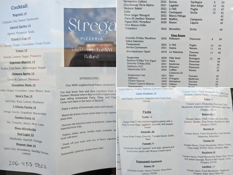 Strega Menu