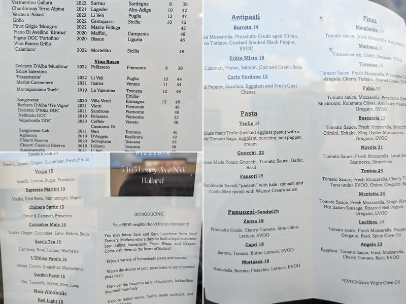 Strega Menu