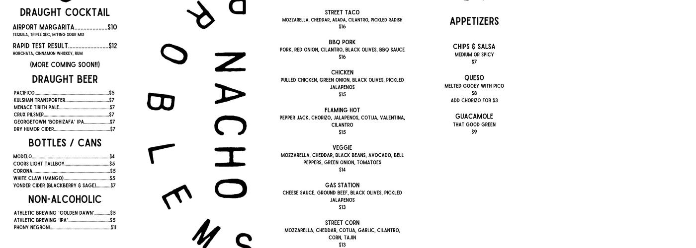 Nacho Problems Menu
