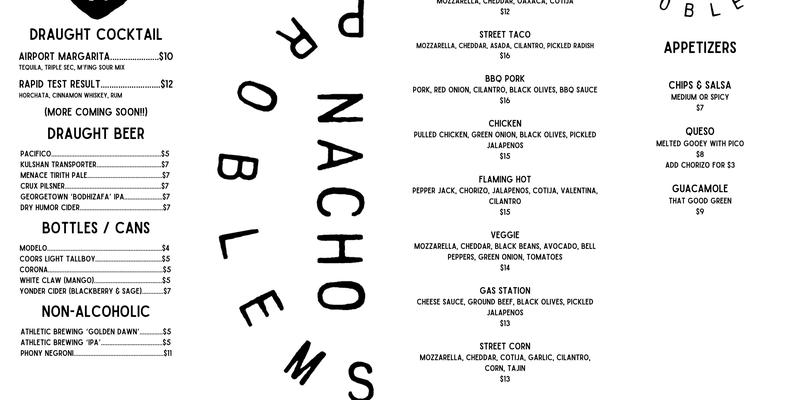 Nacho Problems Menu