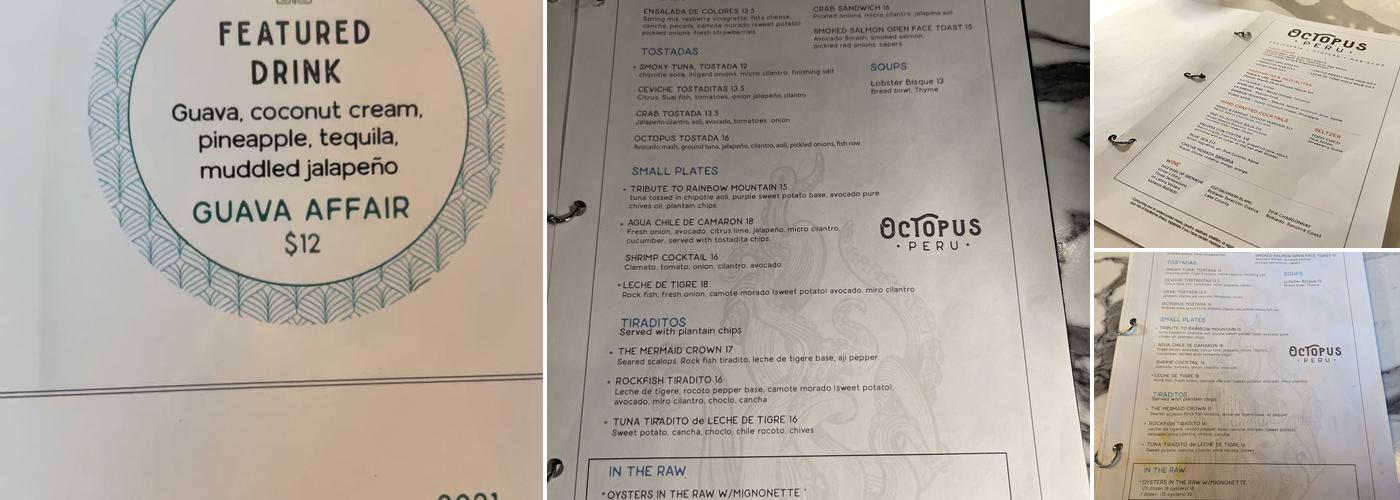 Octopus Peru Menu