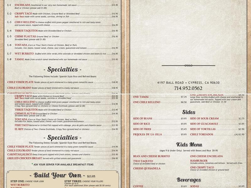 El Zarape Menu