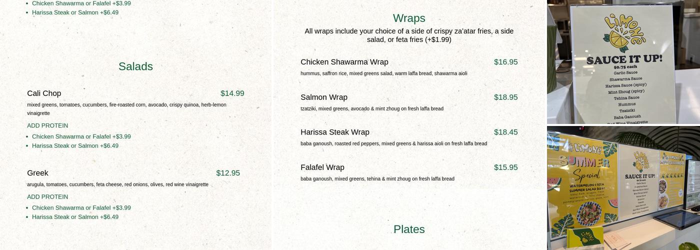 Limone Mediterranean - Torrance Menu