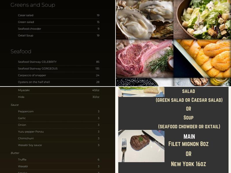 The Steak Library Menu