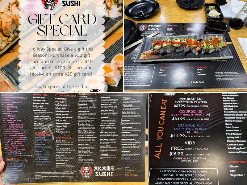 Akame Sushi Menu