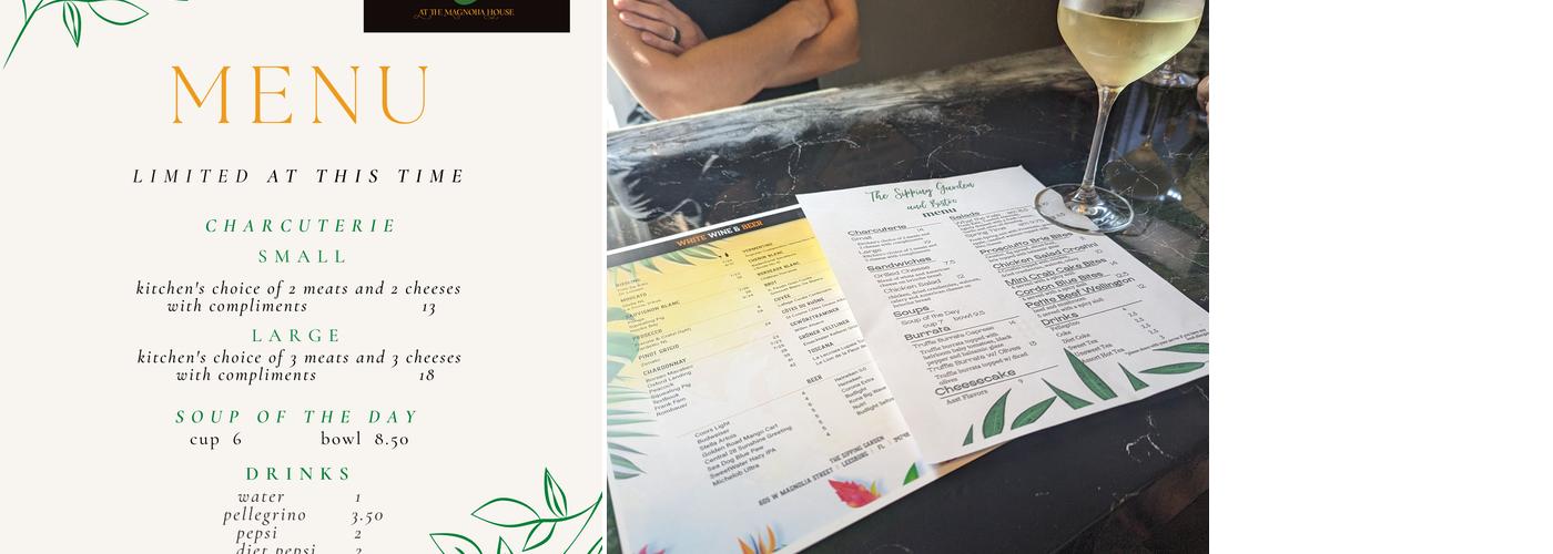 The Sipping Garden and Bistro Menu