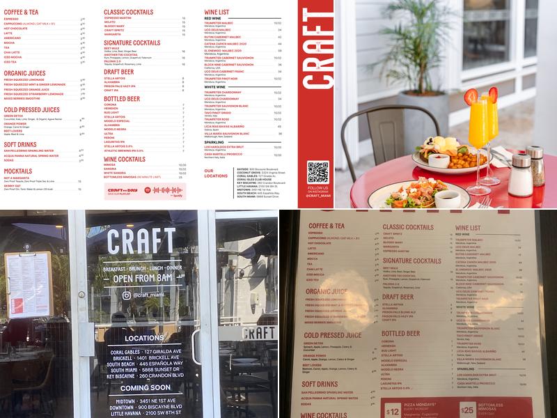 CRAFT Key Biscayne Menu
