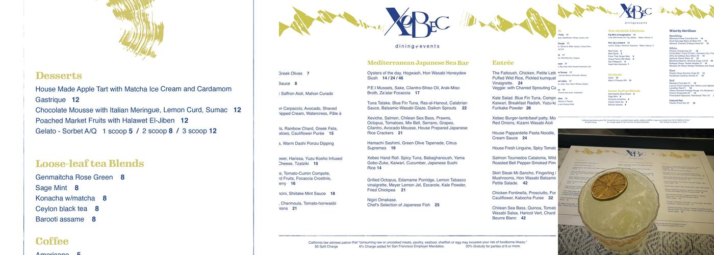 Xebec Menu