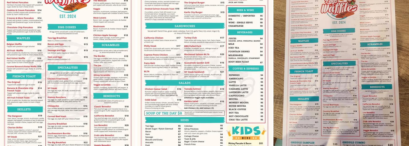 Eggs & Waffles Menu