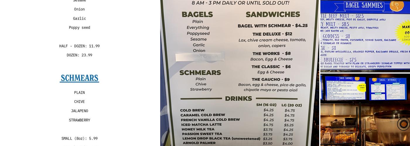 Yetz's Bagels Menu