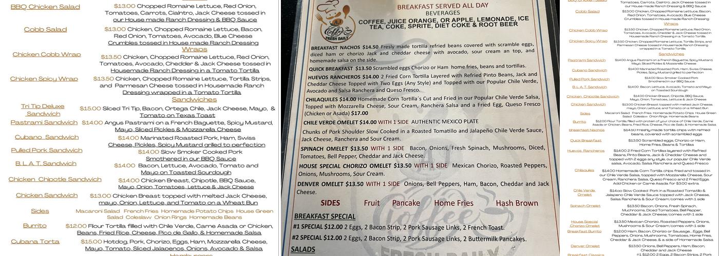 AJ Coffee Menu