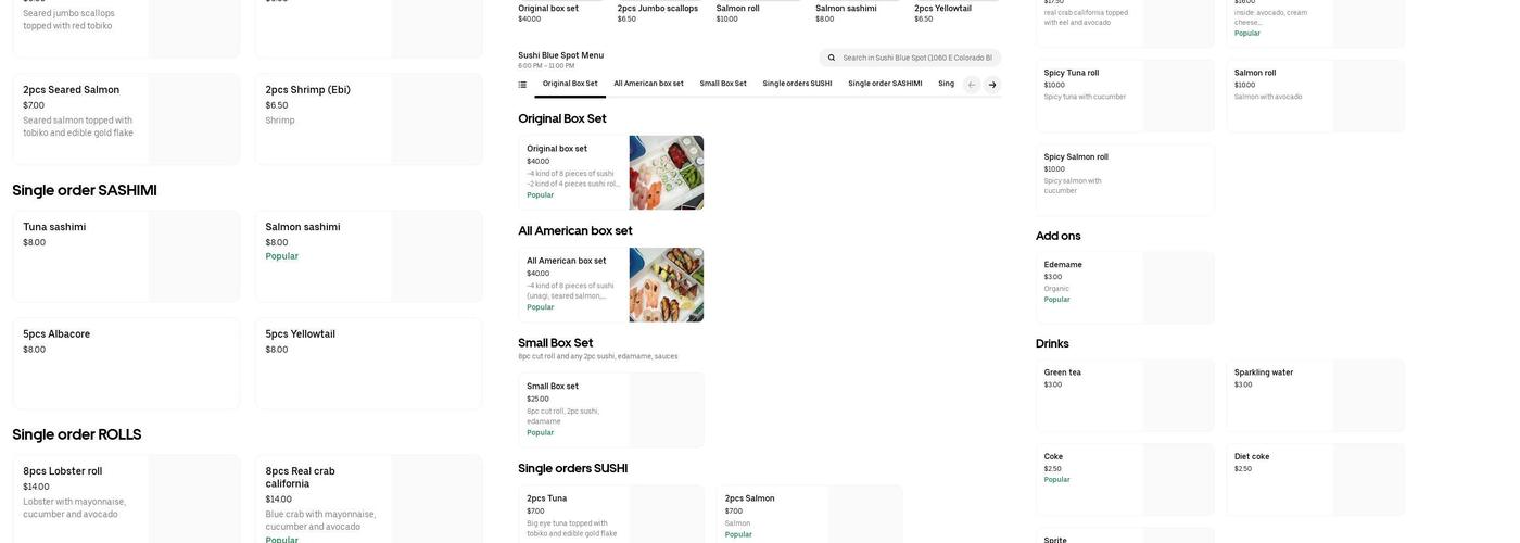 Sushi Blue Spot Menu