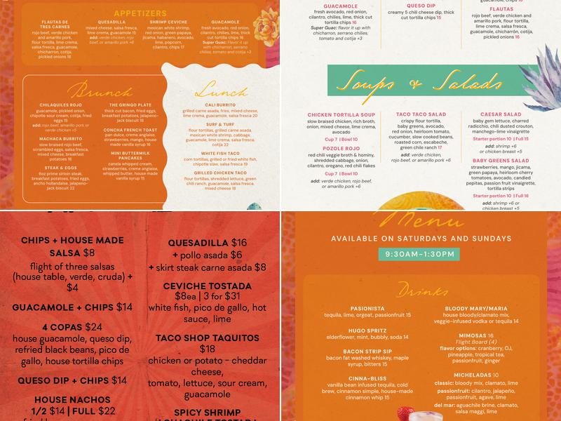 Hasta Mañana Cantina Menu