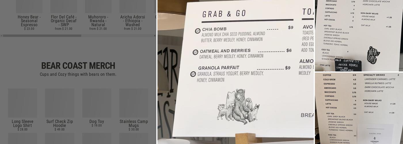 Bear Coast Coffee Menu