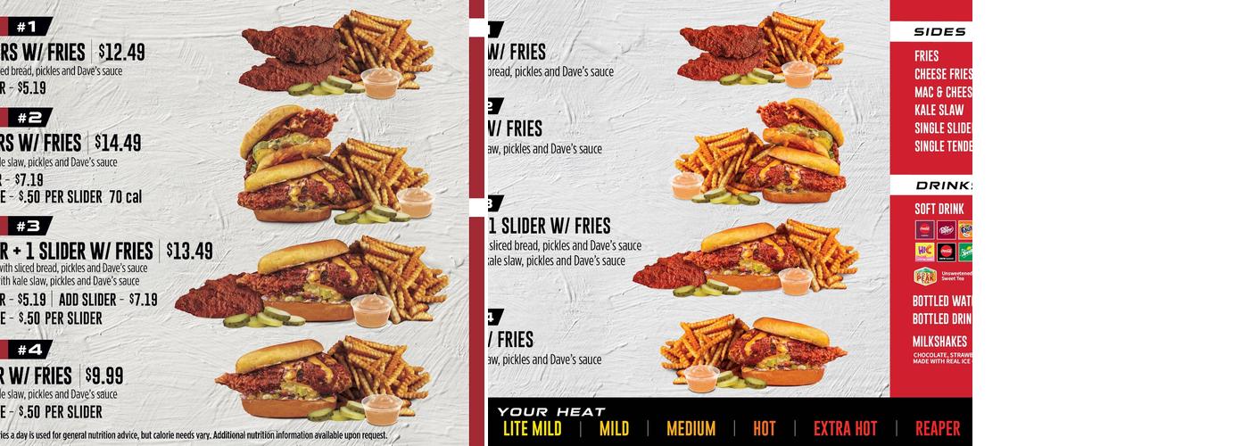 Dave's Hot Chicken Menu